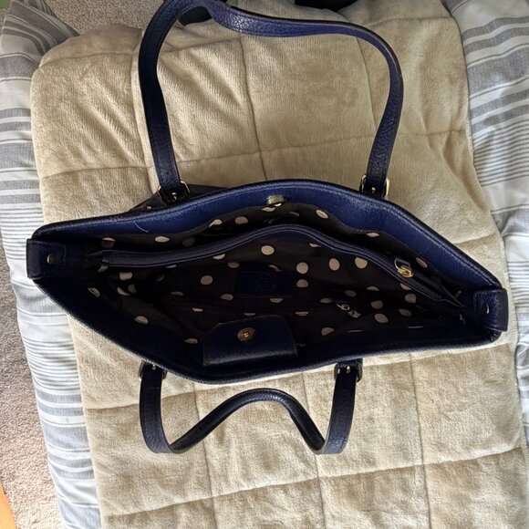 Anne Klein Navy Blue Textured Bag - 10" x 12" - Picture 3 of 10